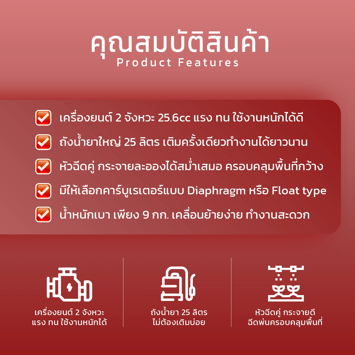 ถังพ่นยาสะพายหลัง 25 ลิตร ลูกลอย HG-767-3 - Image 3